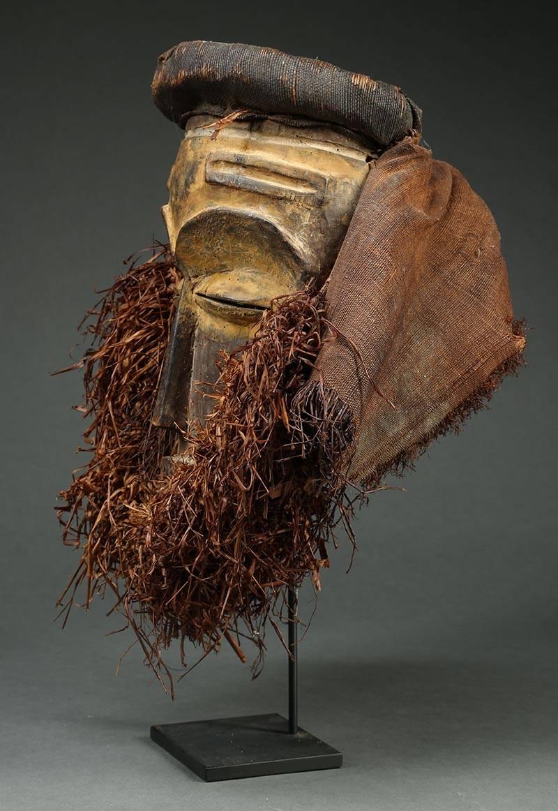 20th Century Eastern Pende Tribal Mask with Raffia, Democratic Republic of Congo