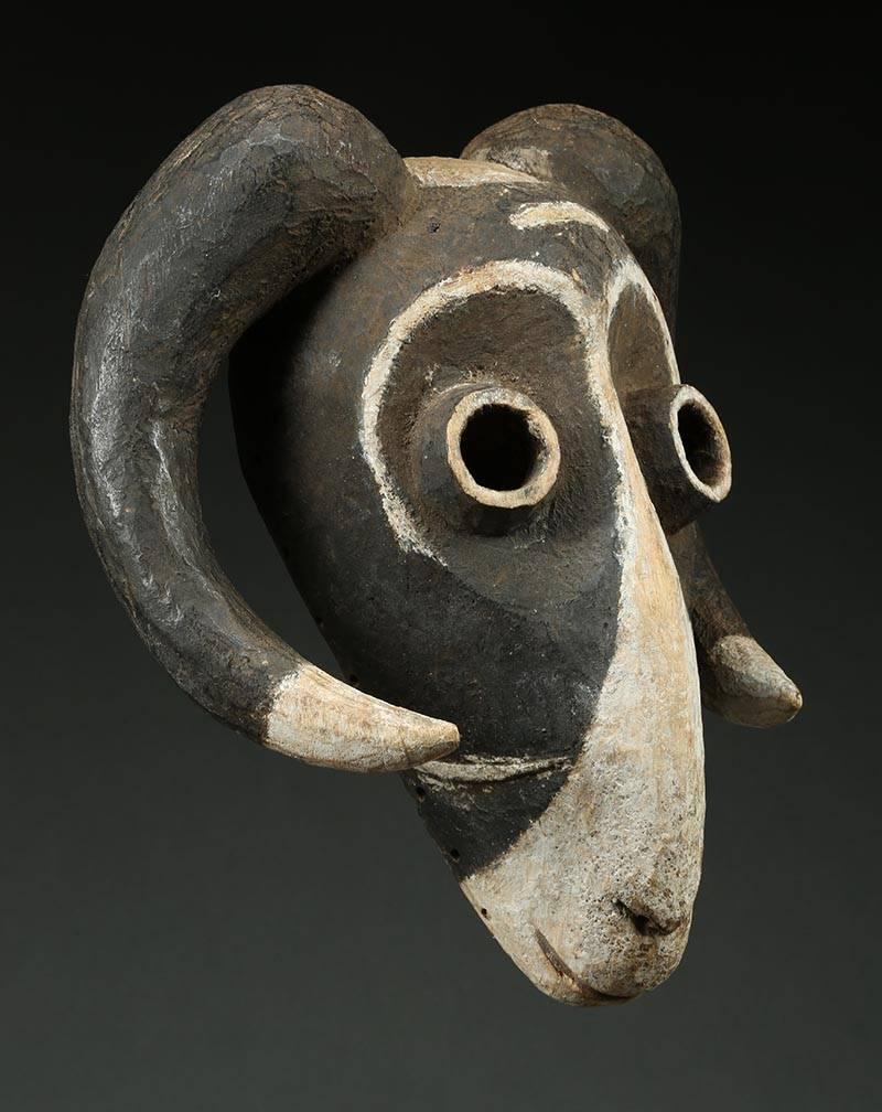 Hand-Carved Eastern Pende Tribal Ram Mask, Congo, 'DRC'