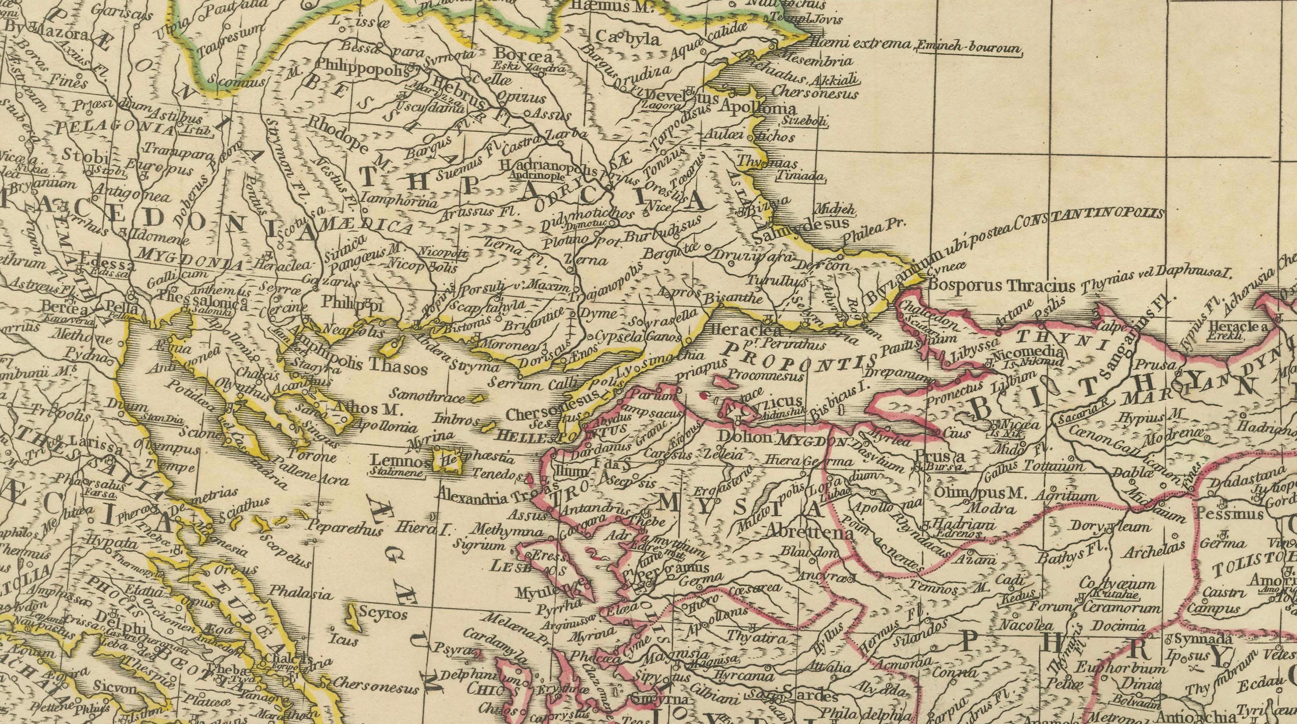 Eastern Roman World Map, Black Sea & Levant, Antique Engraving c.1818