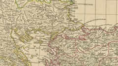 Eastern Roman World Map, Black Sea & Levant, Antique Engraving c.1818