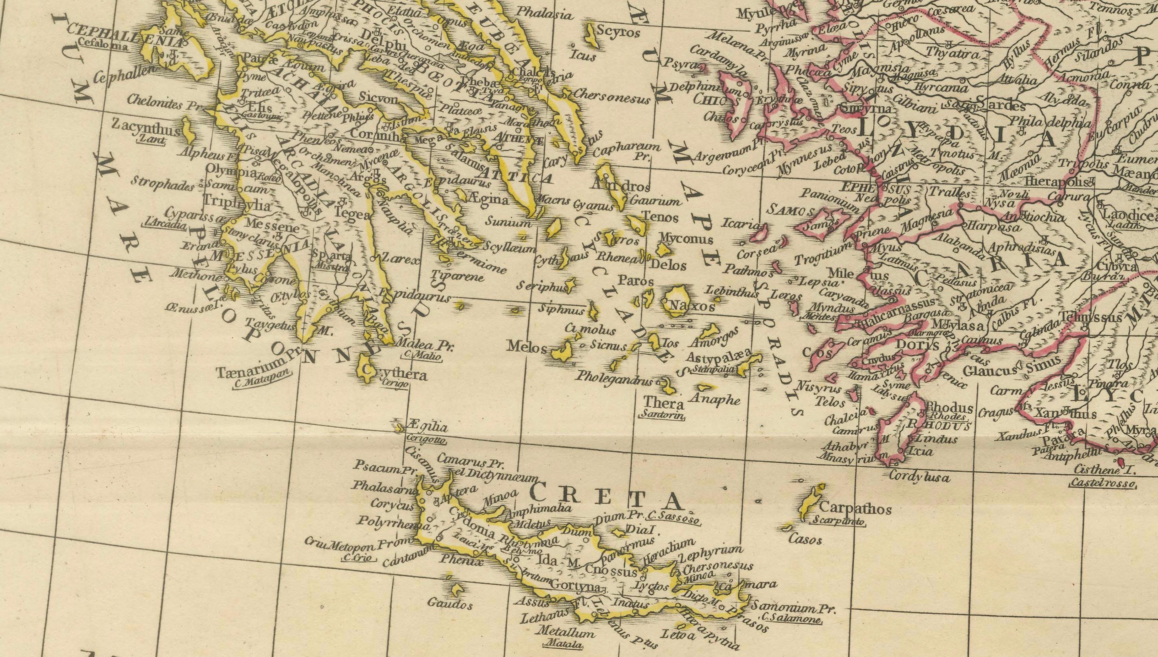 Eastern Roman World Map, Black Sea & Levant, Antique Engraving c.1818