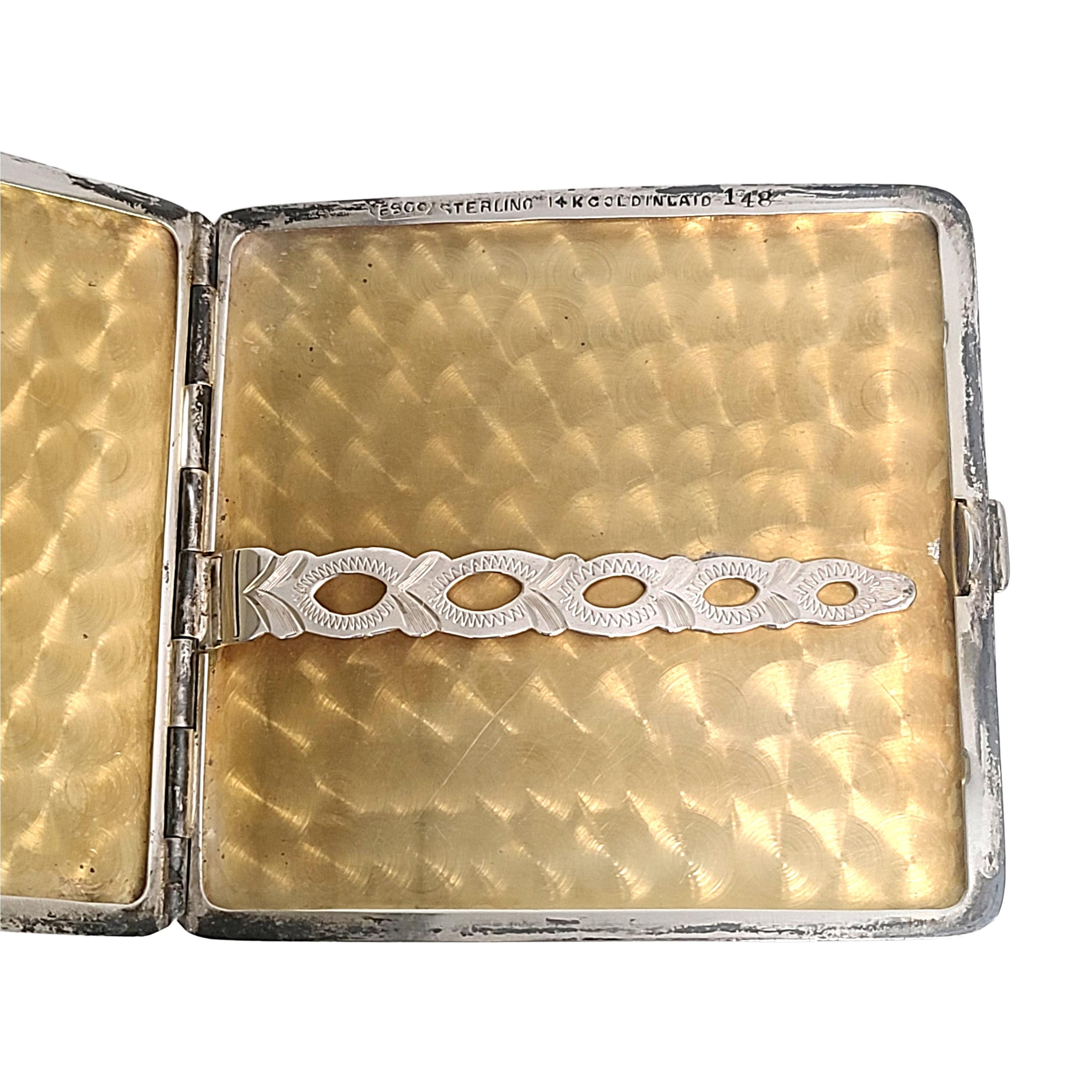 Eastern Sterling Co ESCO Sterling 14K Yellow and Rose Gold Inlay Cigarette Case In Good Condition In Washington Depot, CT