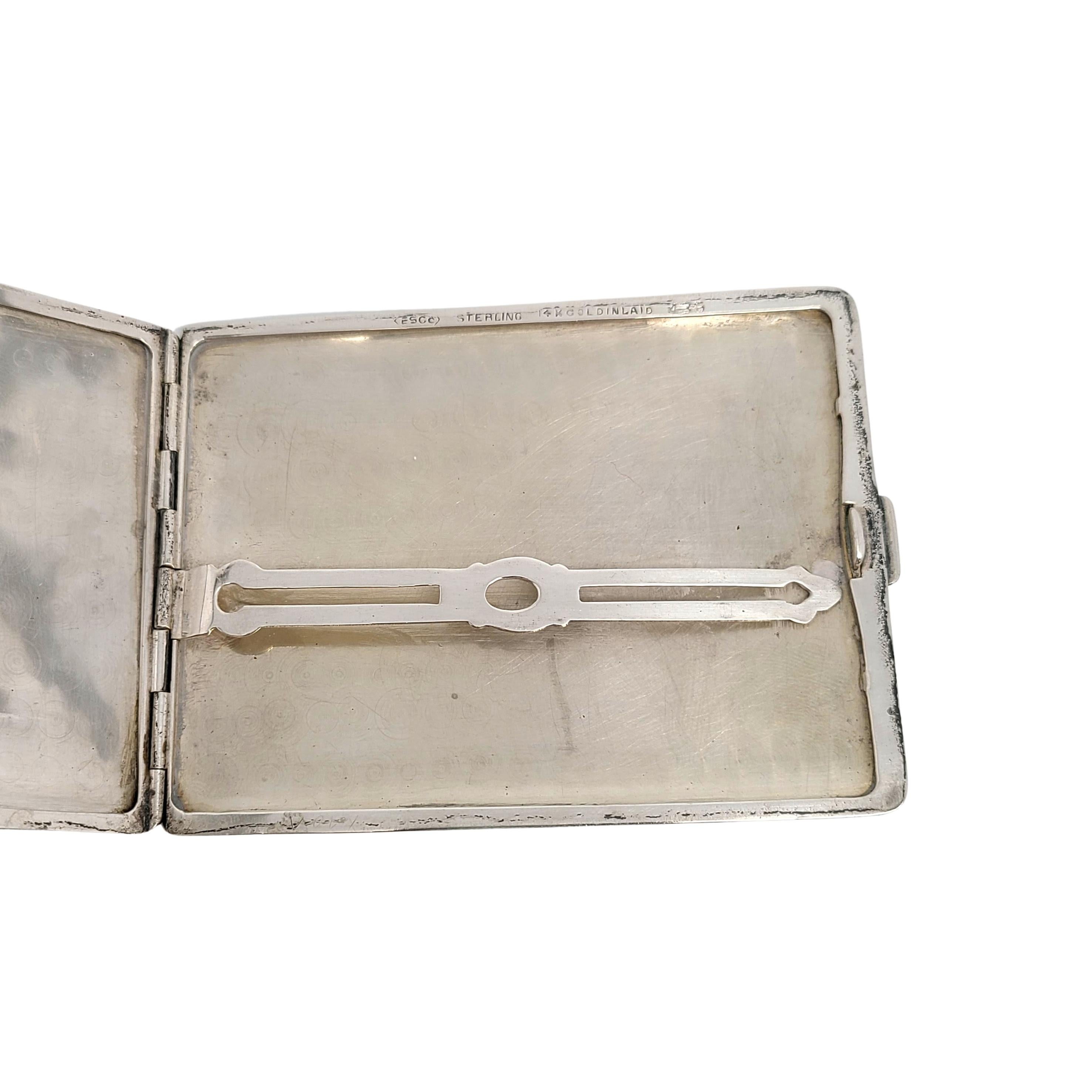 Women's or Men's Eastern Sterling Co ESCO Sterling Silver 14K Gold Inlay Cigarette Case