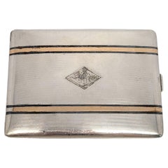 Eastern Sterling Co ESCO Sterling Silver 14K Gold Inlay Cigarette Case