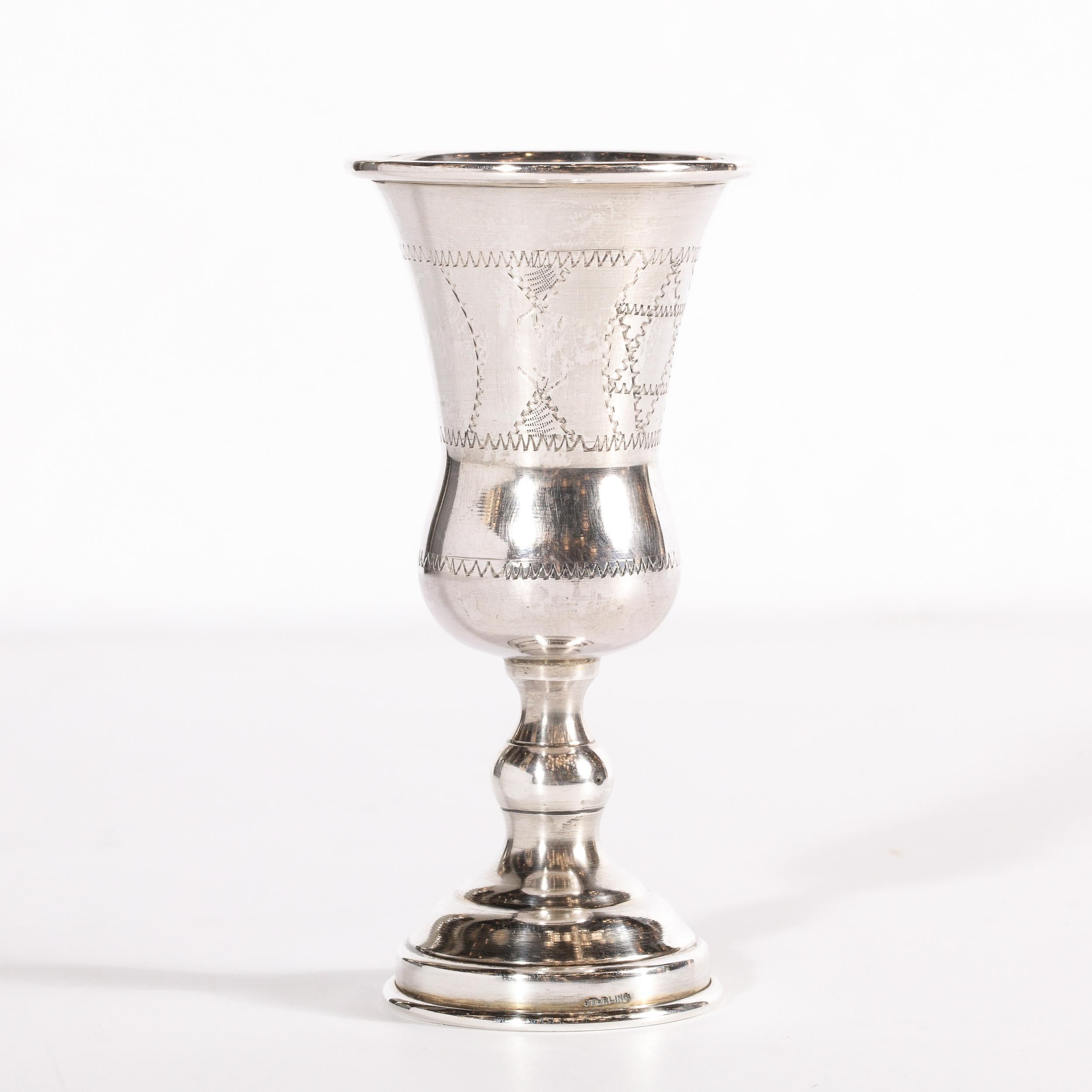 Eastern Sterling Company .925 Sterling Silver Vermeil Kiddush Goblet Cup In Excellent Condition In New York, NY