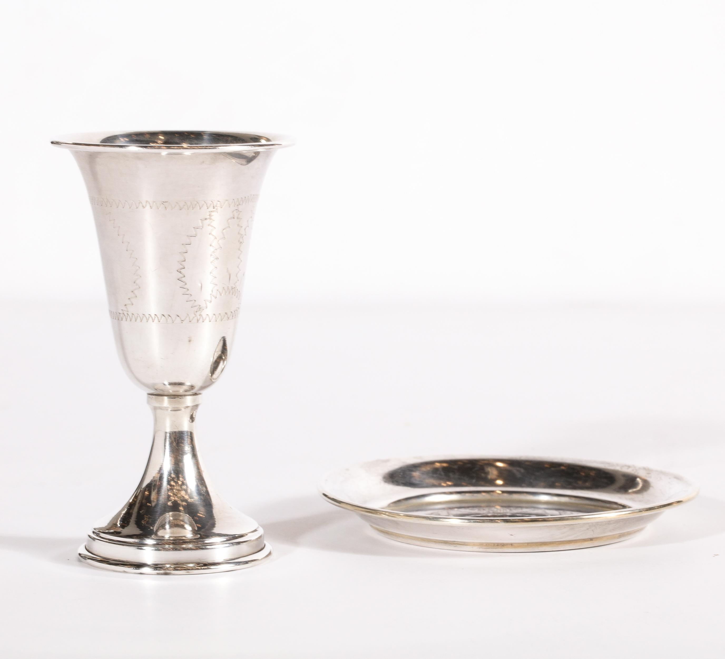 Eastern Sterling Company Sterling Silver Kiddush Goblet Cup & Charger 4