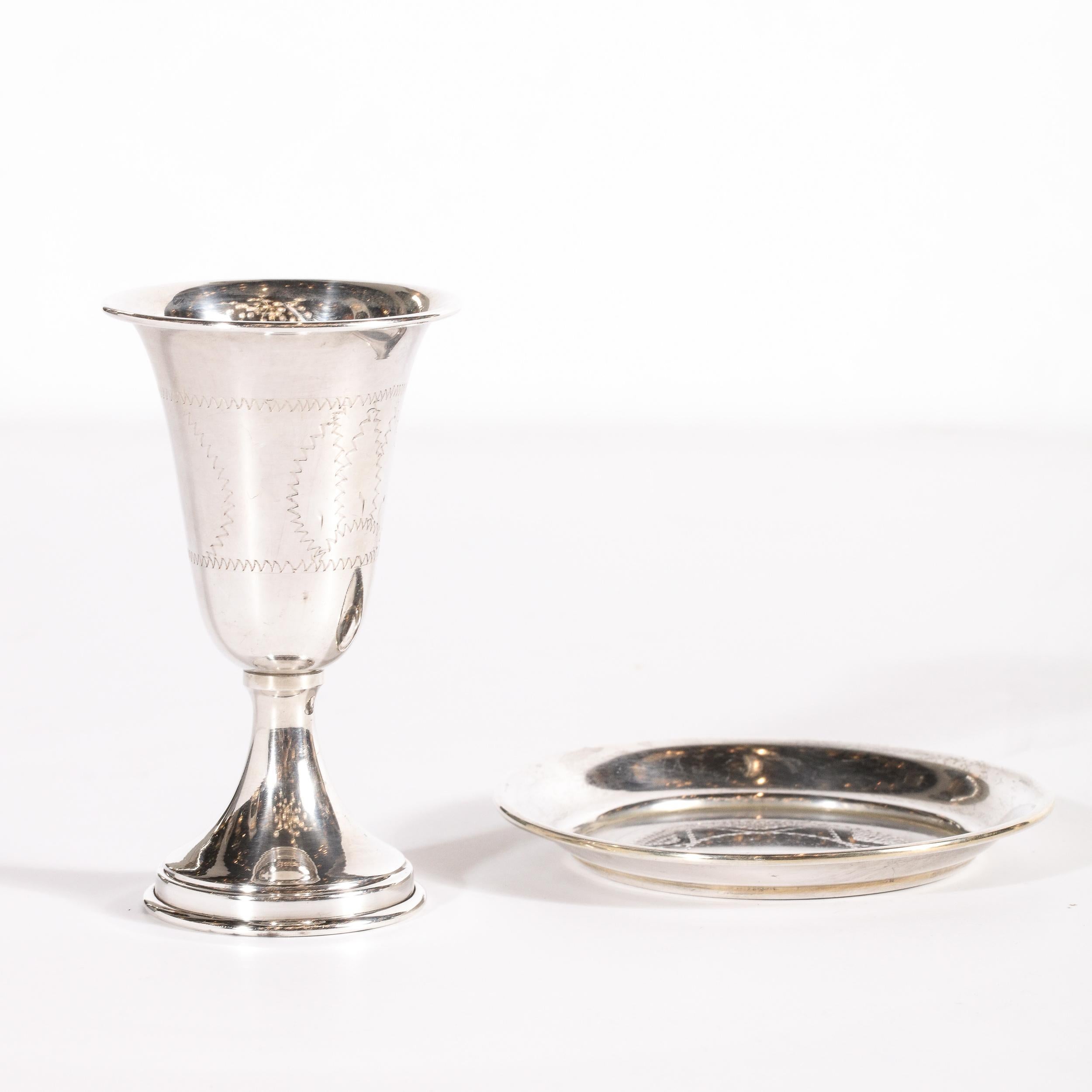 Eastern Sterling Company Sterling Silver Kiddush Goblet Cup & Charger 5