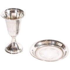 Vintage Eastern Sterling Company Sterling Silver Kiddush Goblet Cup & Charger