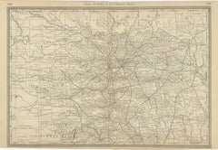 Mappa antica del Texas orientale 1888 - Ferrovie, contee e insediamenti