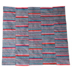 Eastern Vibrant Patchwork Kilim Wall Hanging Stripe Geometric Pattern Flat Weave