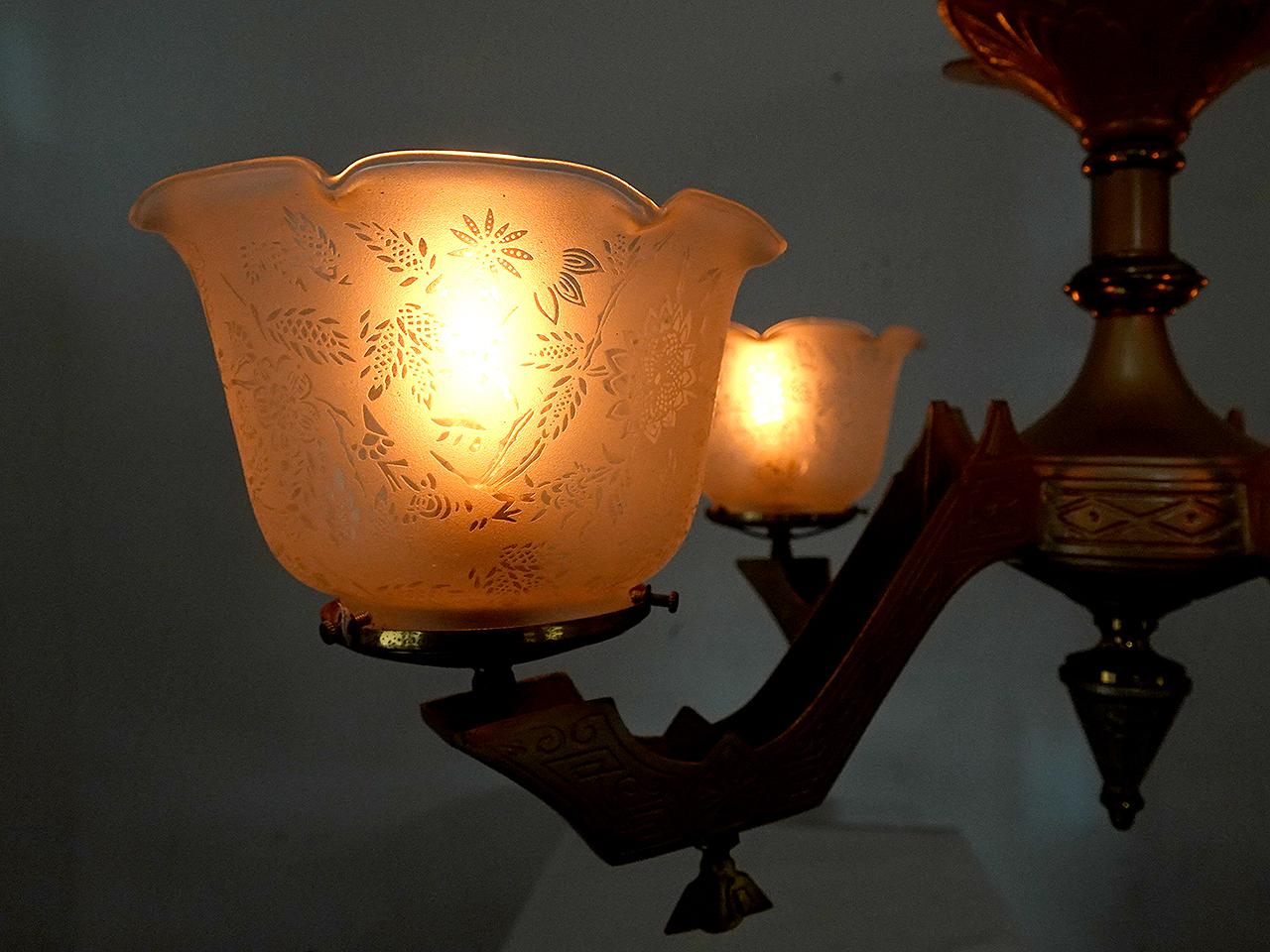 American Eastlake 4 light Gas Chandelier