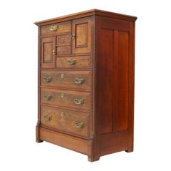 Eastlake Aesthetic Walnut & Burl Gentleman’s Chest c1890