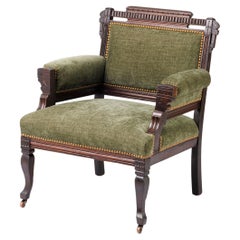 Fauteuil Eastlake, fin du 19e siècle, restauré, sièges de luxe : La crête de Juniper
