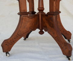 Eastlake Burled Walnut Table with Glass Top