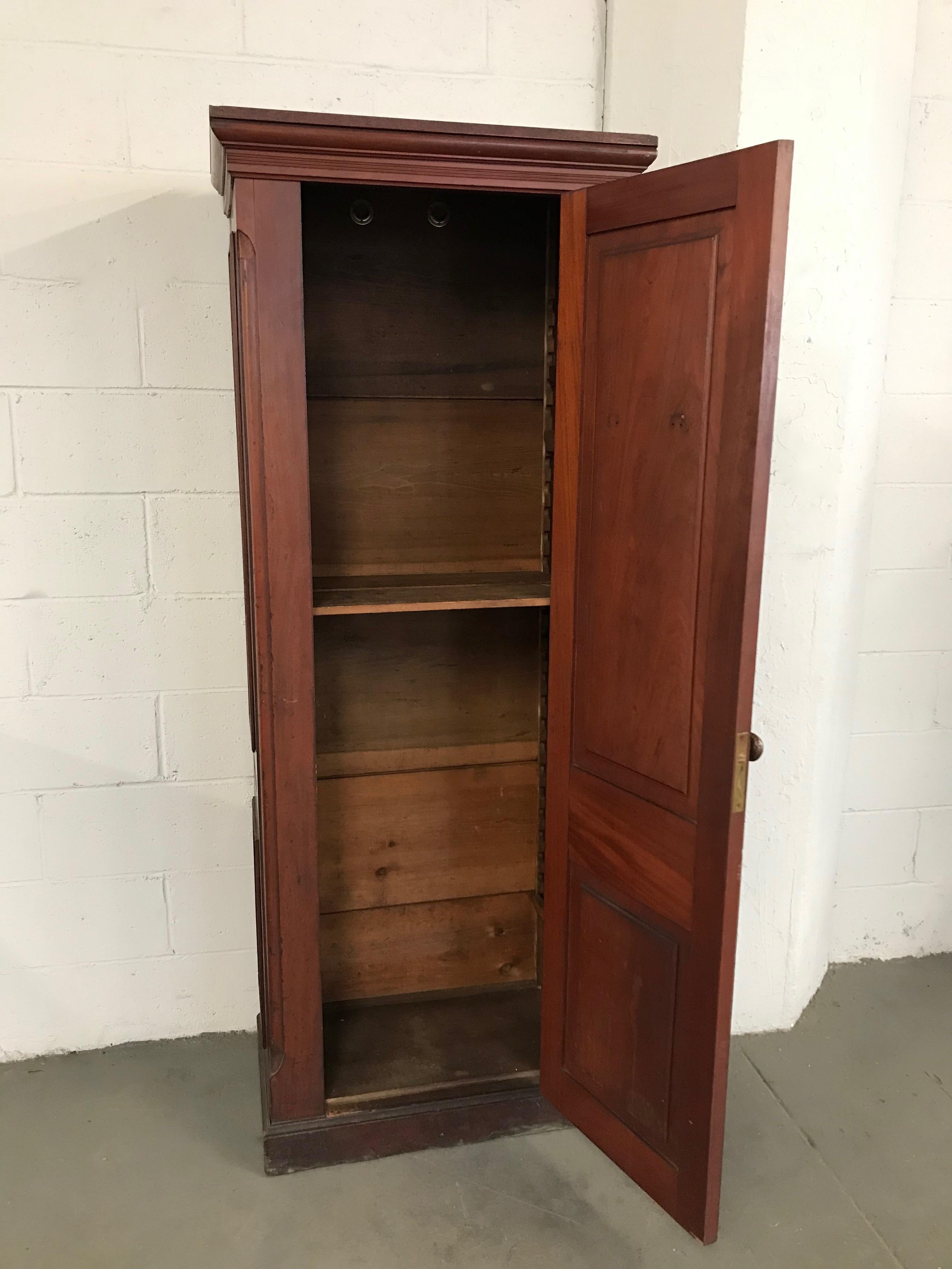 Eastlake Carved Mahogany Armoire Cabinet In Good Condition In Brooklyn, NY