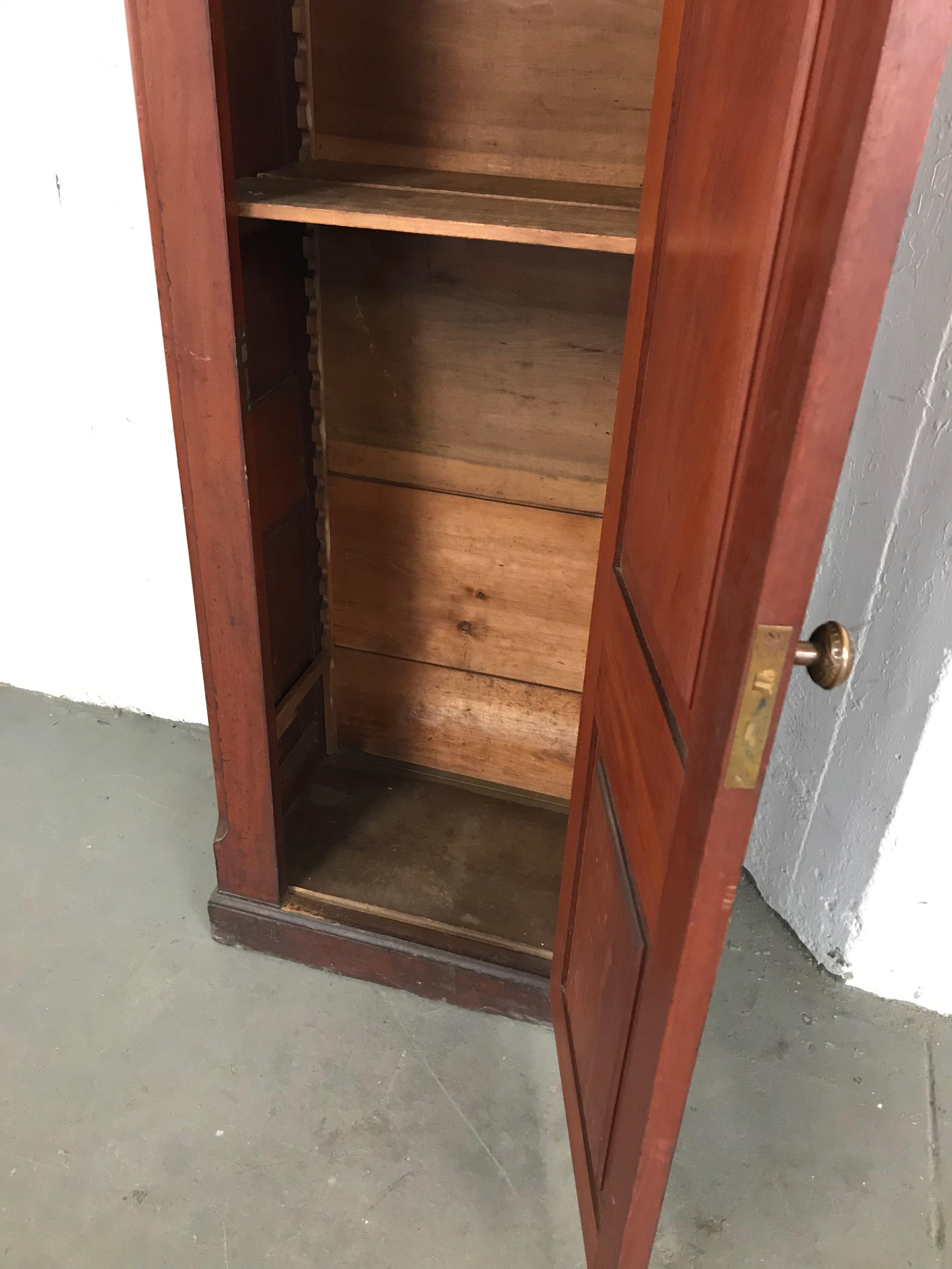 19th Century Eastlake Carved Mahogany Armoire Cabinet