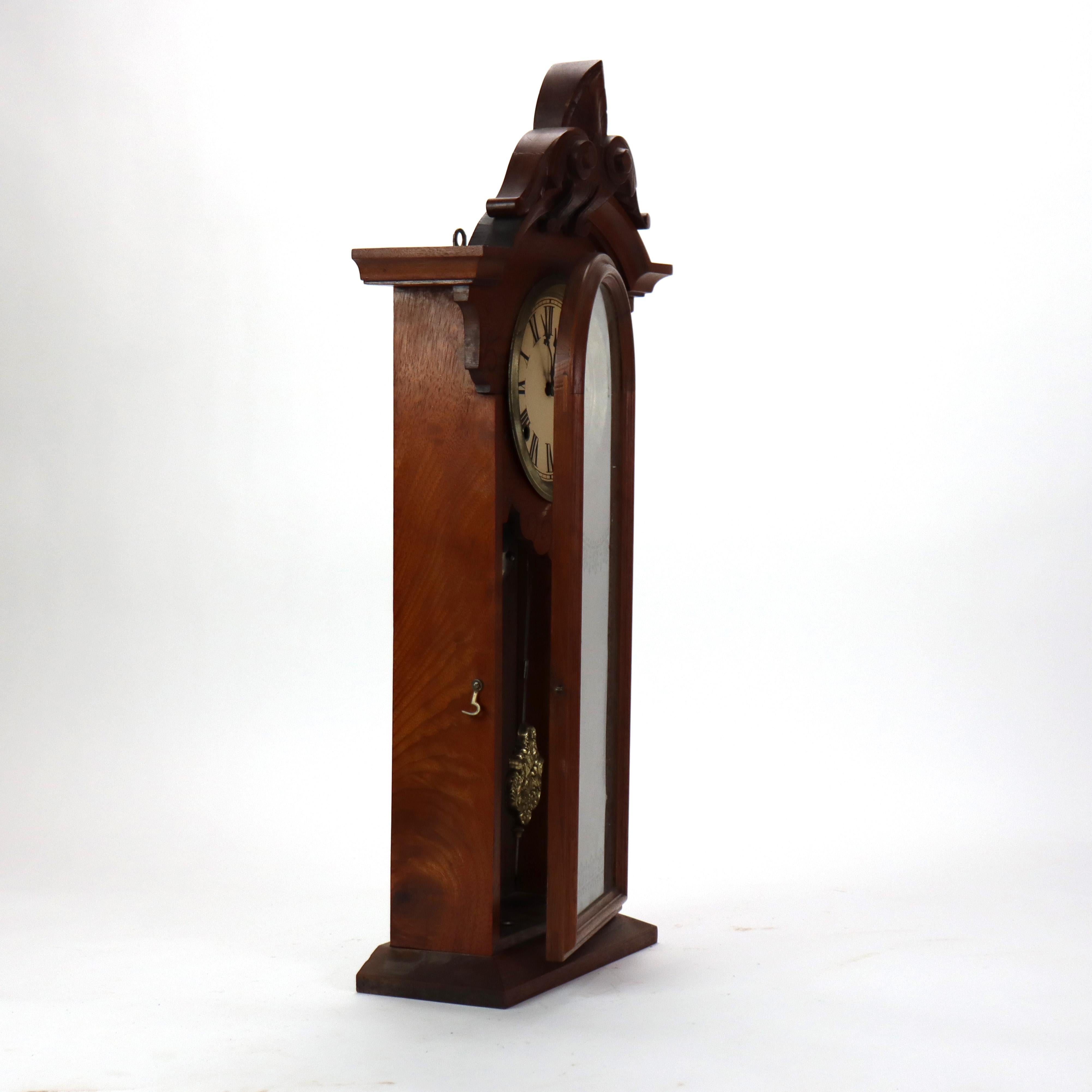 Eastlake Carved Walnut Mantle Clock C1890 For Sale 5