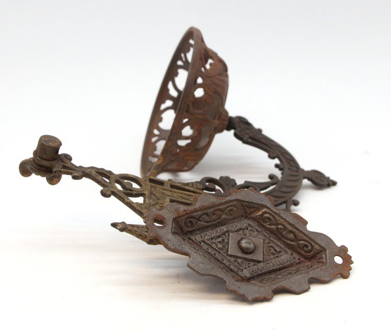 Eastlake Cast Iron Oil Lamp Holder with Mounting Bracket For Sale at