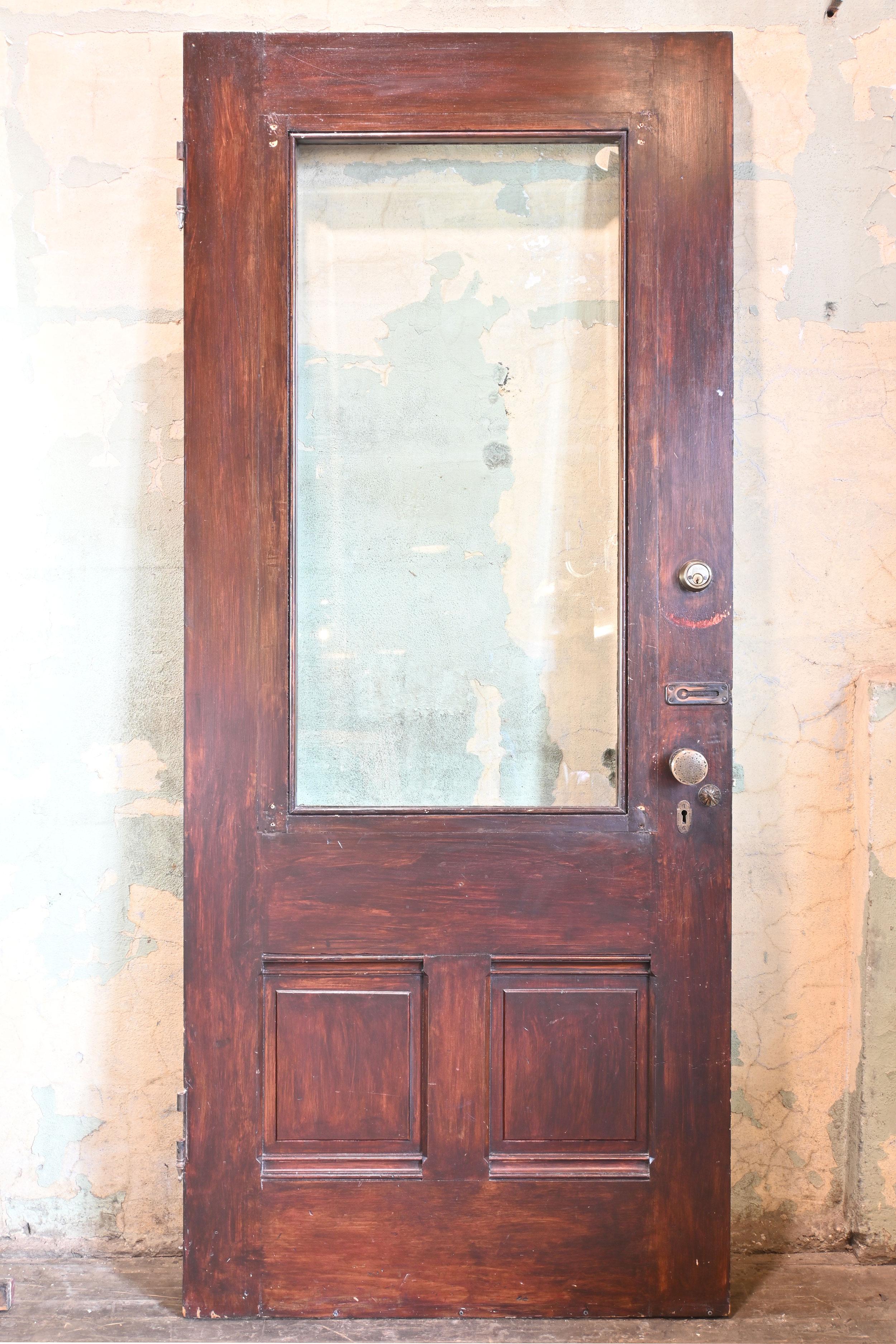 Fir Eastlake Door with Beveled Glass Window and Jamb with Transom