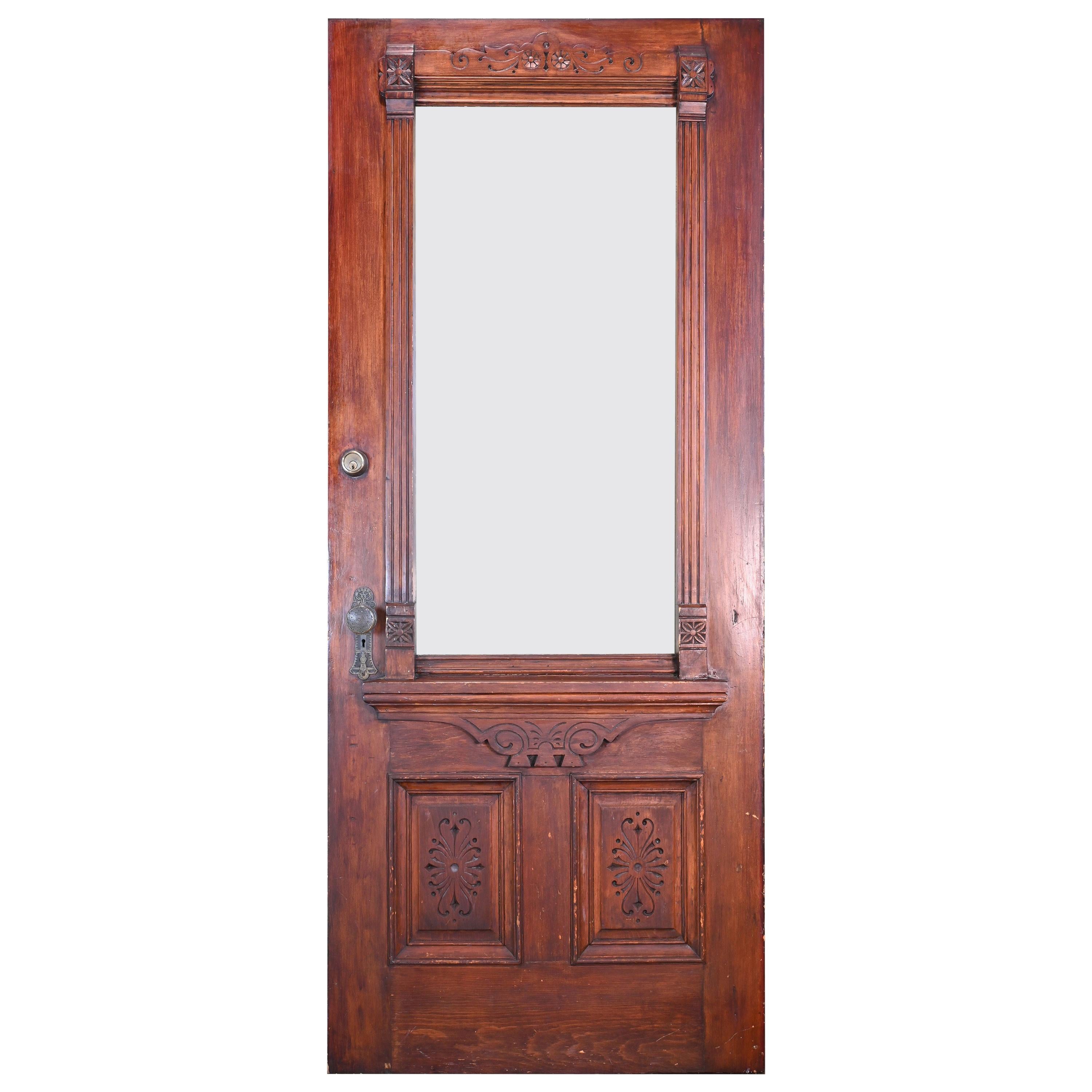 Eastlake Door with Beveled Glass Window and Jamb with Transom