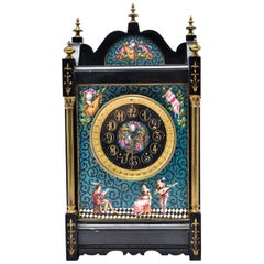 Eastlake Mantel Clock in Black Marble and Enamel