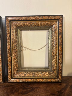 Eastlake movement Antique Picture Frames - Pair - Faux Marble and Ebonized Trim