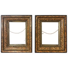Eastlake movement Antique Picture Frames - Pair - Faux Marble and Ebonized Trim