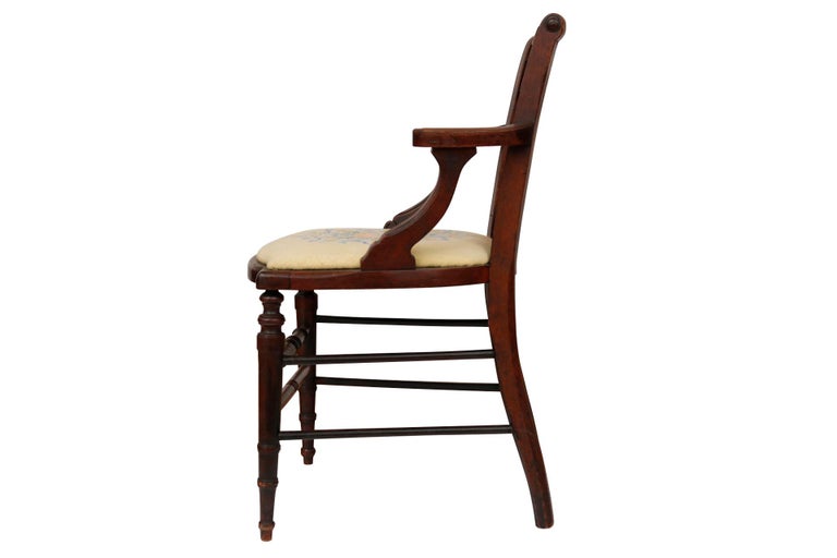 Eastlake Needlepoint Accent Chair For Sale at 1stDibs