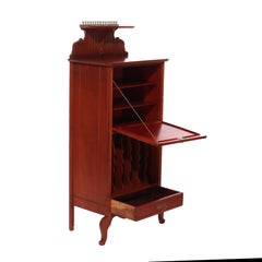 Eastlake Style Chip Carved Cherry & Ormolu Drop Front Music Cabinet Stand C1890