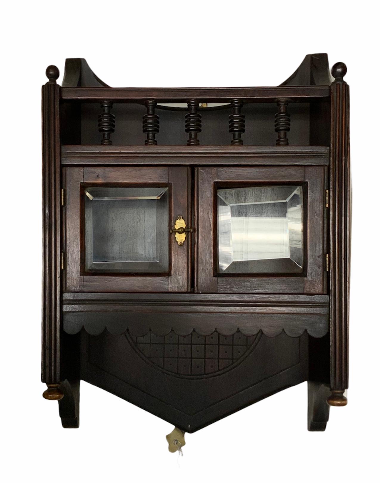 19th Century Eastlake Style Curio Wall Shelf Wood Cabinet