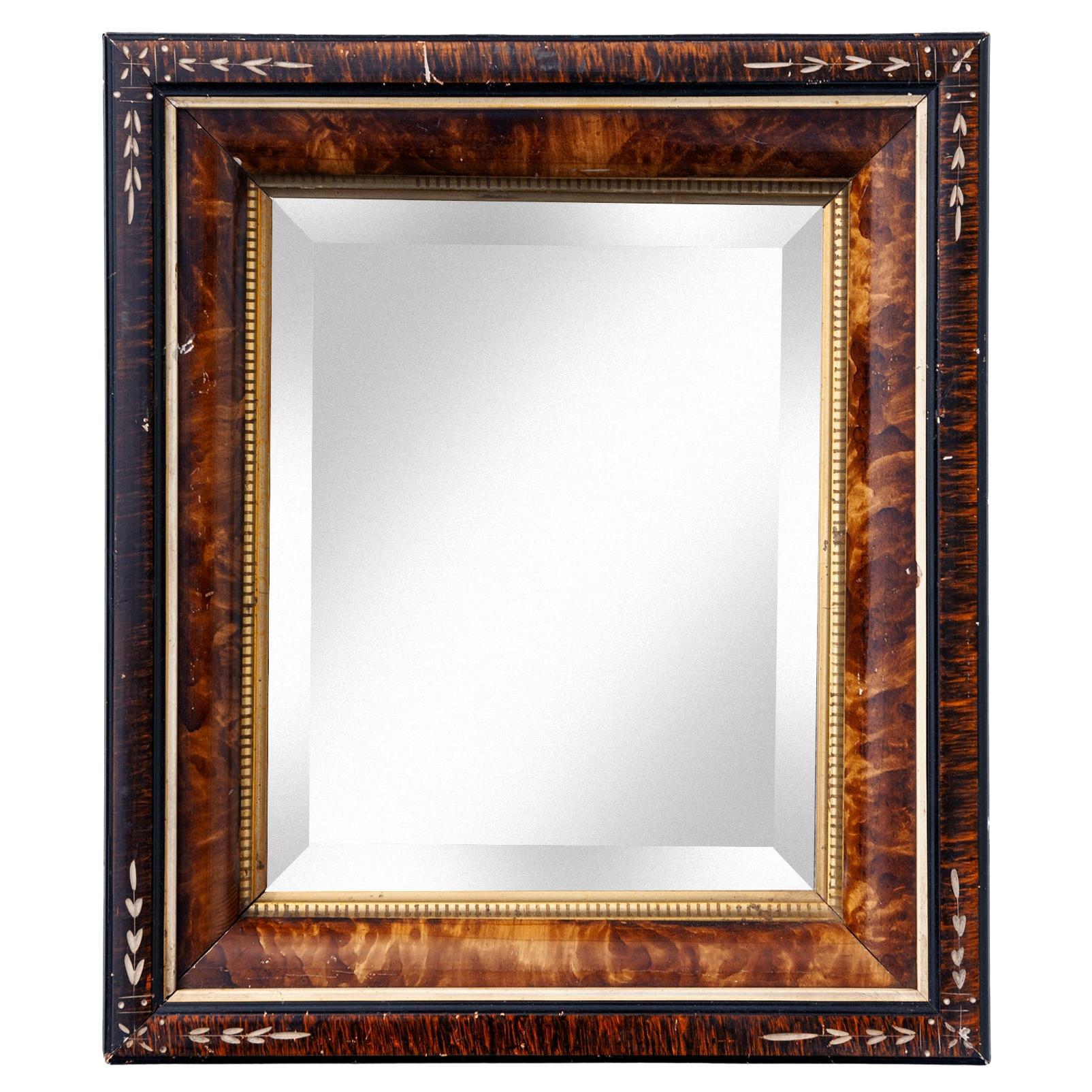 Specchio smussato Eastlake Victorian Marblized Brown