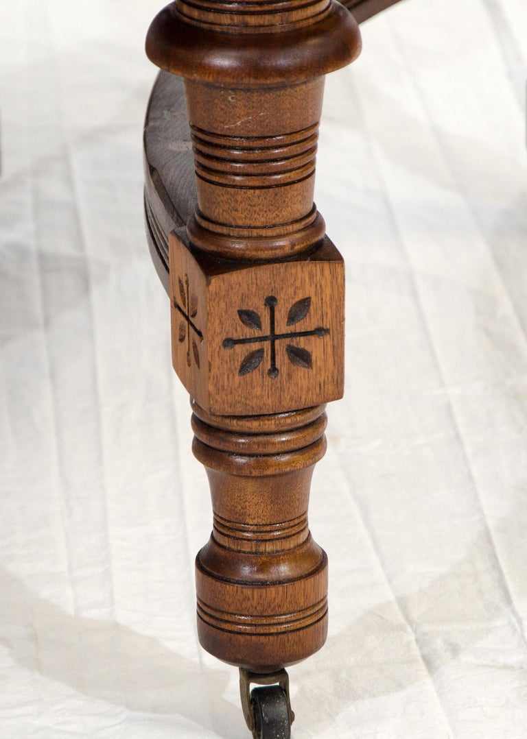 Eastlake Victorian Walnut Dining Table with Two Leaves For Sale at