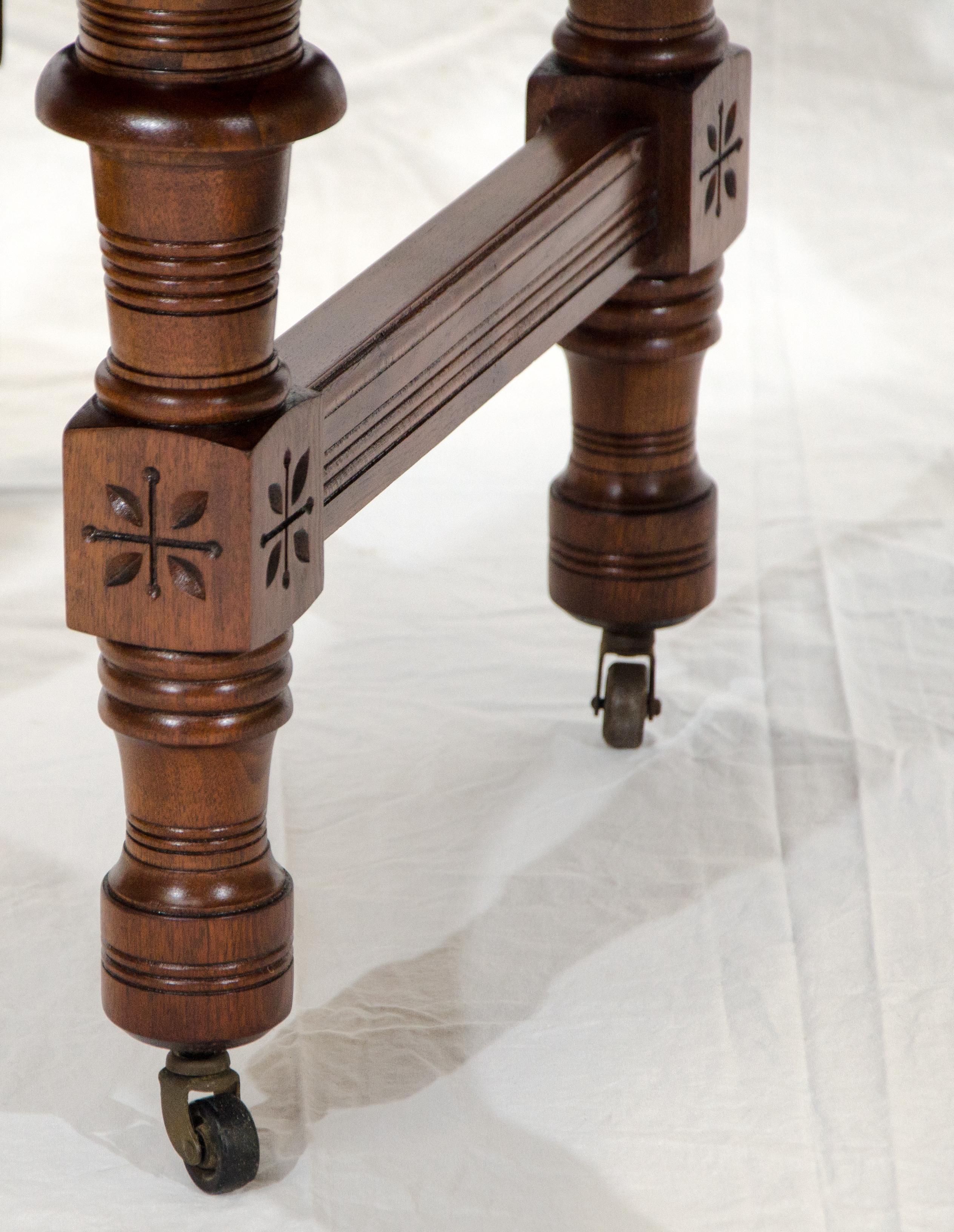 Eastlake Victorian Walnut Dining Table with Two Leaves For Sale 9