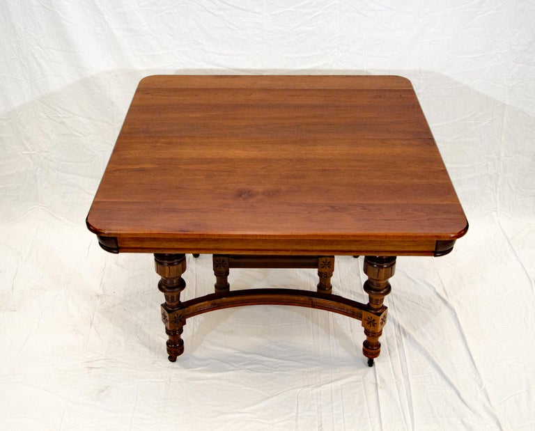 Eastlake Victorian Walnut Dining Table with Two Leaves For ...