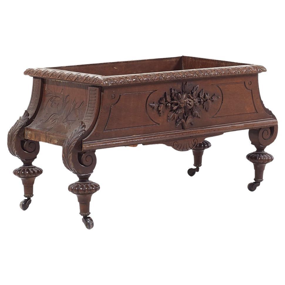 Eastlake Victorian Walnut Planter on Wheels For Sale