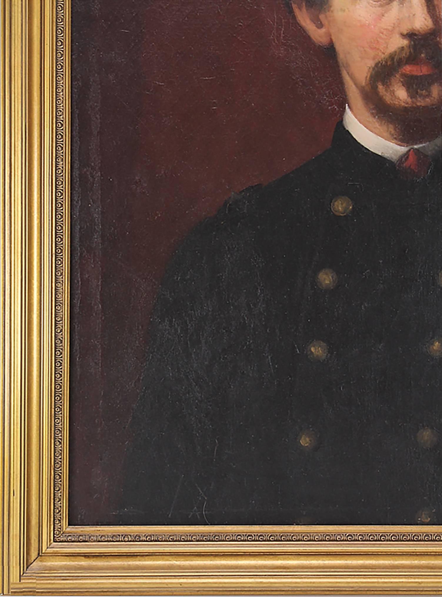 Das außergewöhnliche Porträt des Bürgerkriegssoldaten Robert Shaw aus dem 19. Jahrhundert von Eastman Johnso (Schwarz), Portrait Painting, von Eastman Johnson