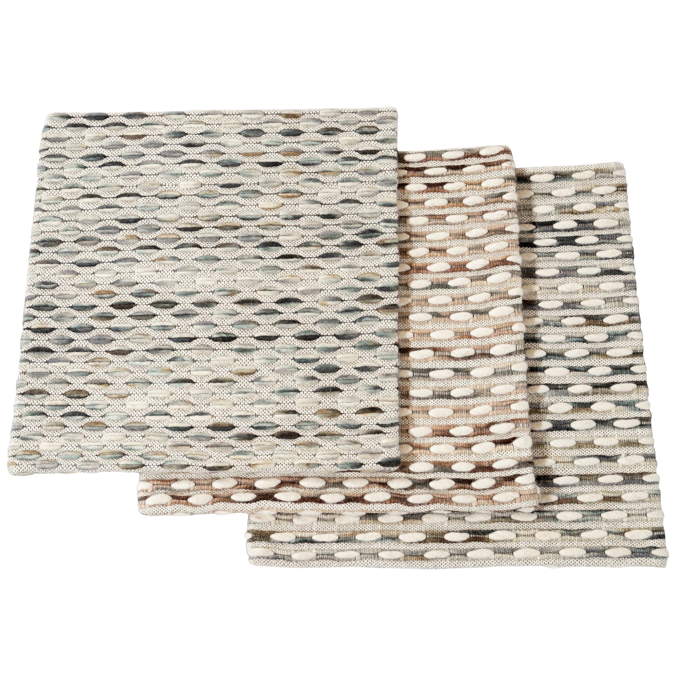 Easton Collection Woven Felt Textured Jaquard Wool Custom Rug For Sale