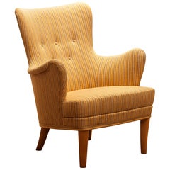 Easy Arm Lounge Chair "Gävle" by Carl Malmsten for Oh Sjogren, 1950s