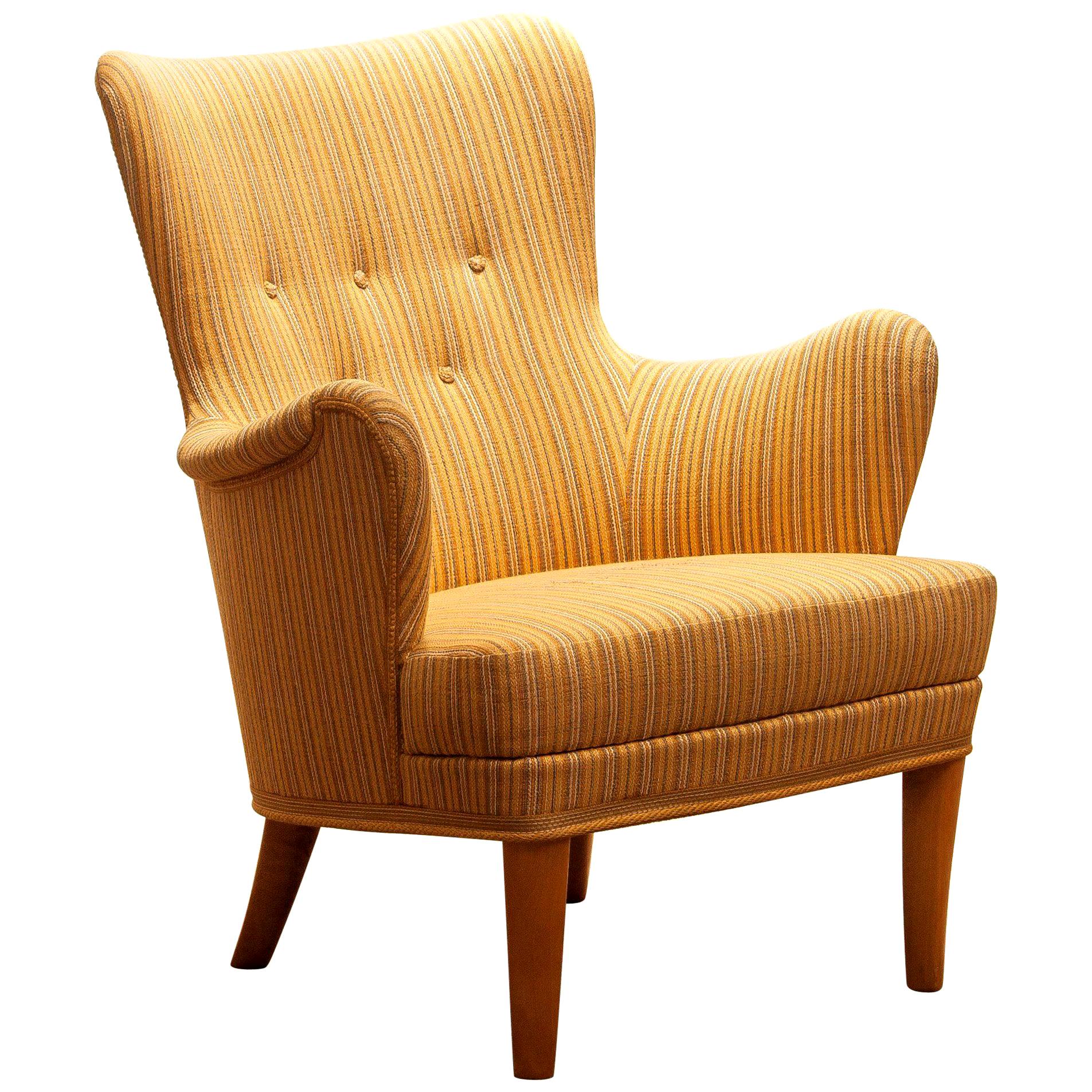 Easy Arm Lounge Chair "Gävle" by Carl Malmsten for Oh Sjogren, 1950s