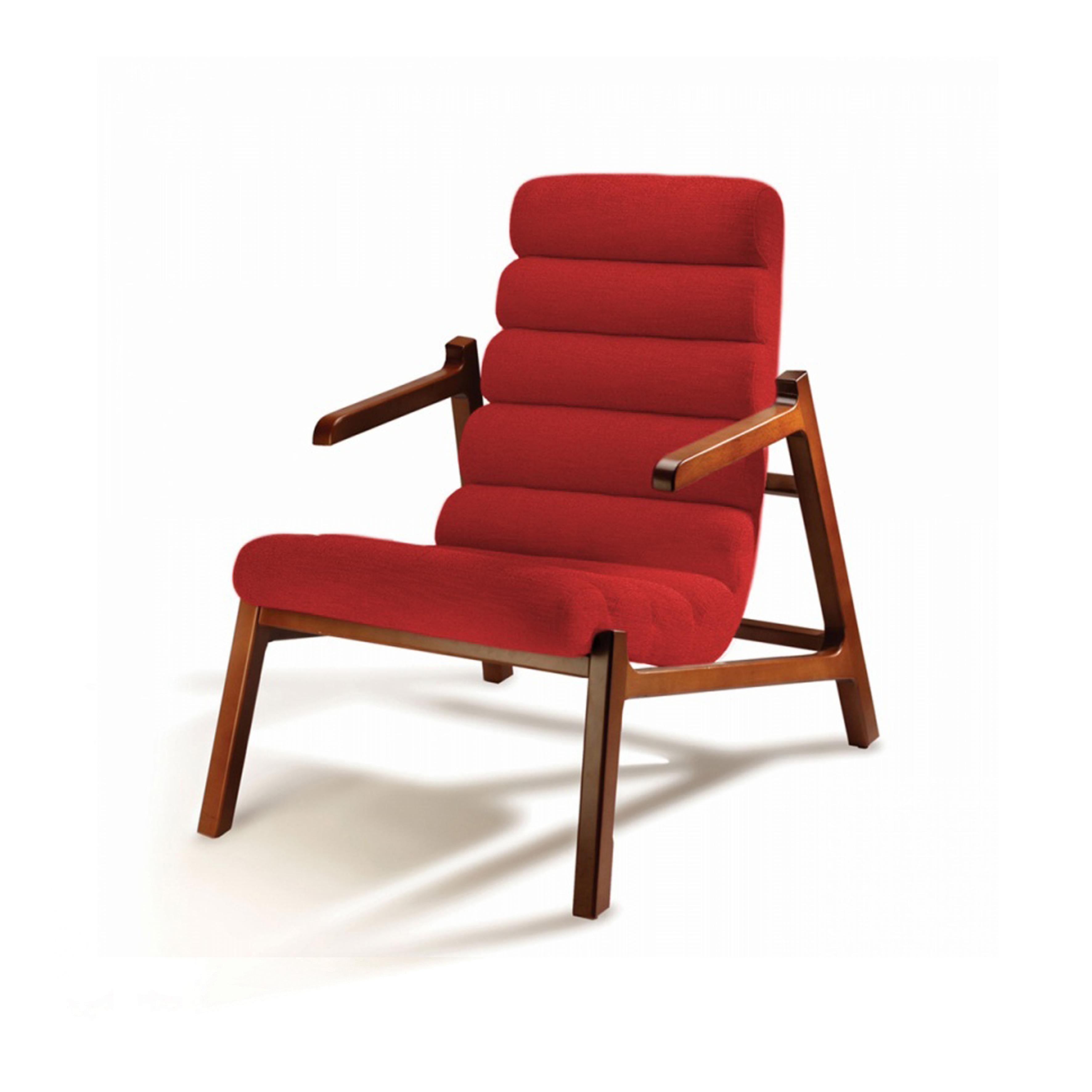 Mid-Century Modern Armchair Easy with Solid Wood and Soft Velvet, New For Sale
