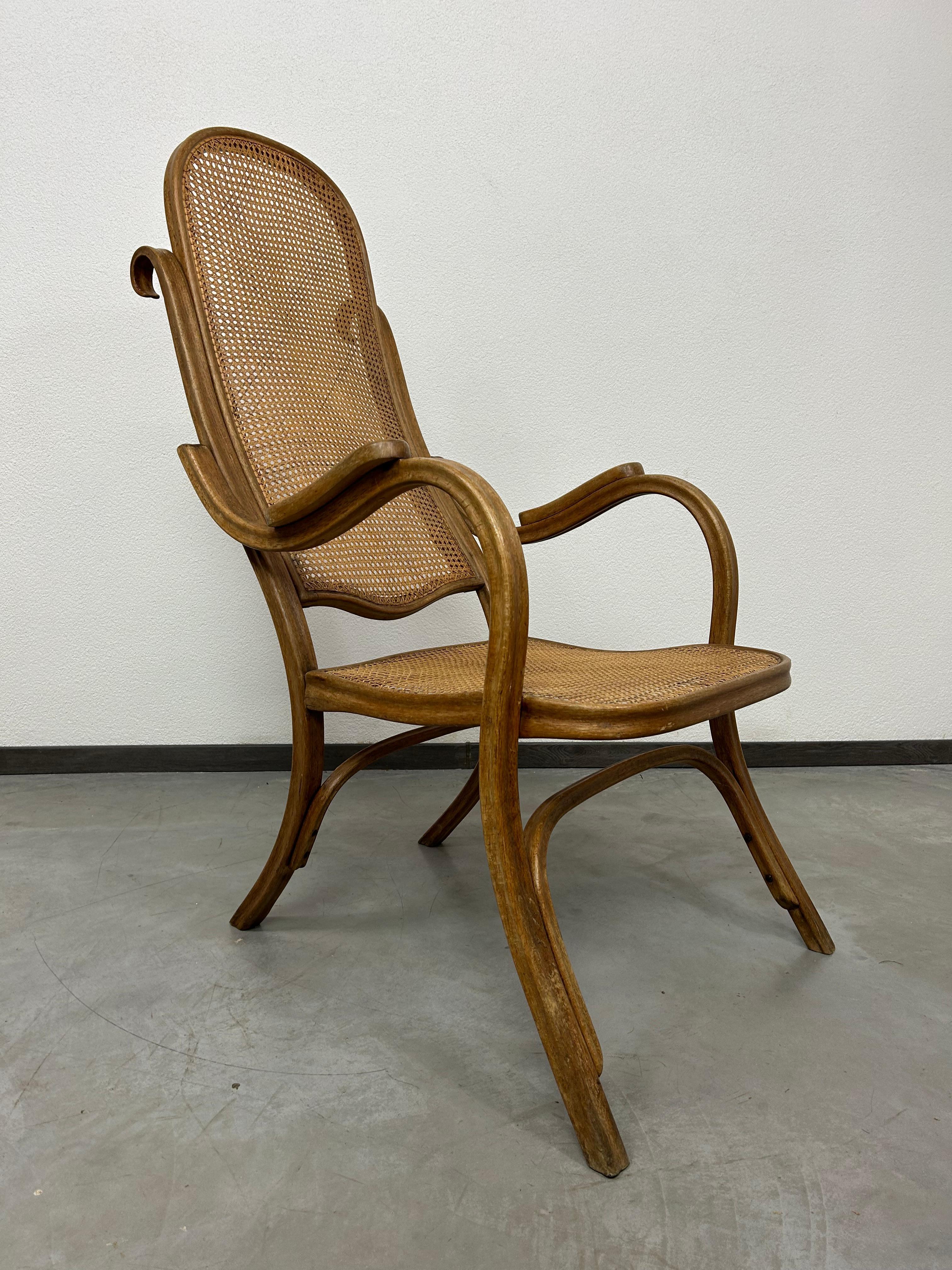 Vienna Secession Easy armchair no.1 with rattan seat by Thonet For Sale
