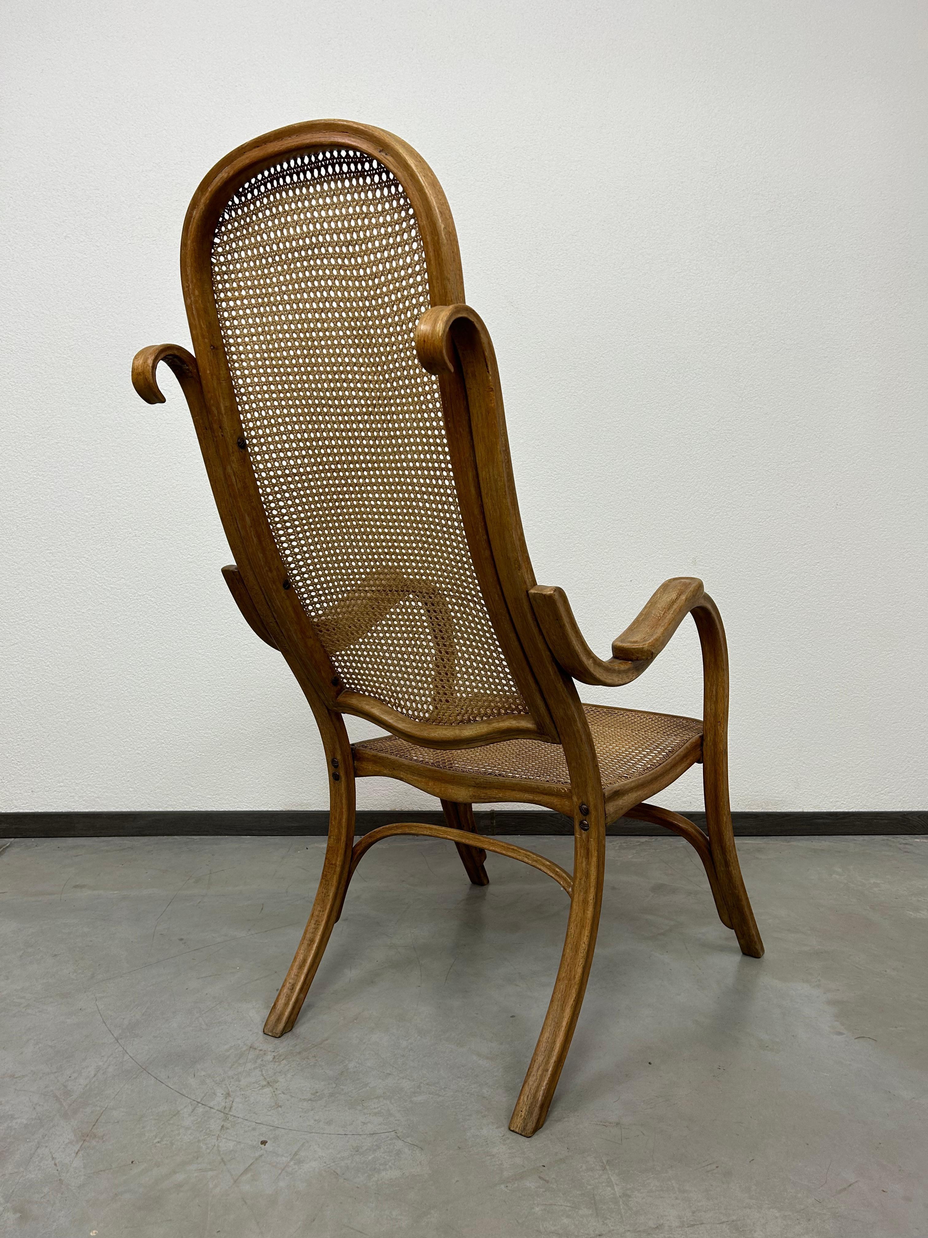 Rattan Easy armchair no.1 with rattan seat by Thonet For Sale
