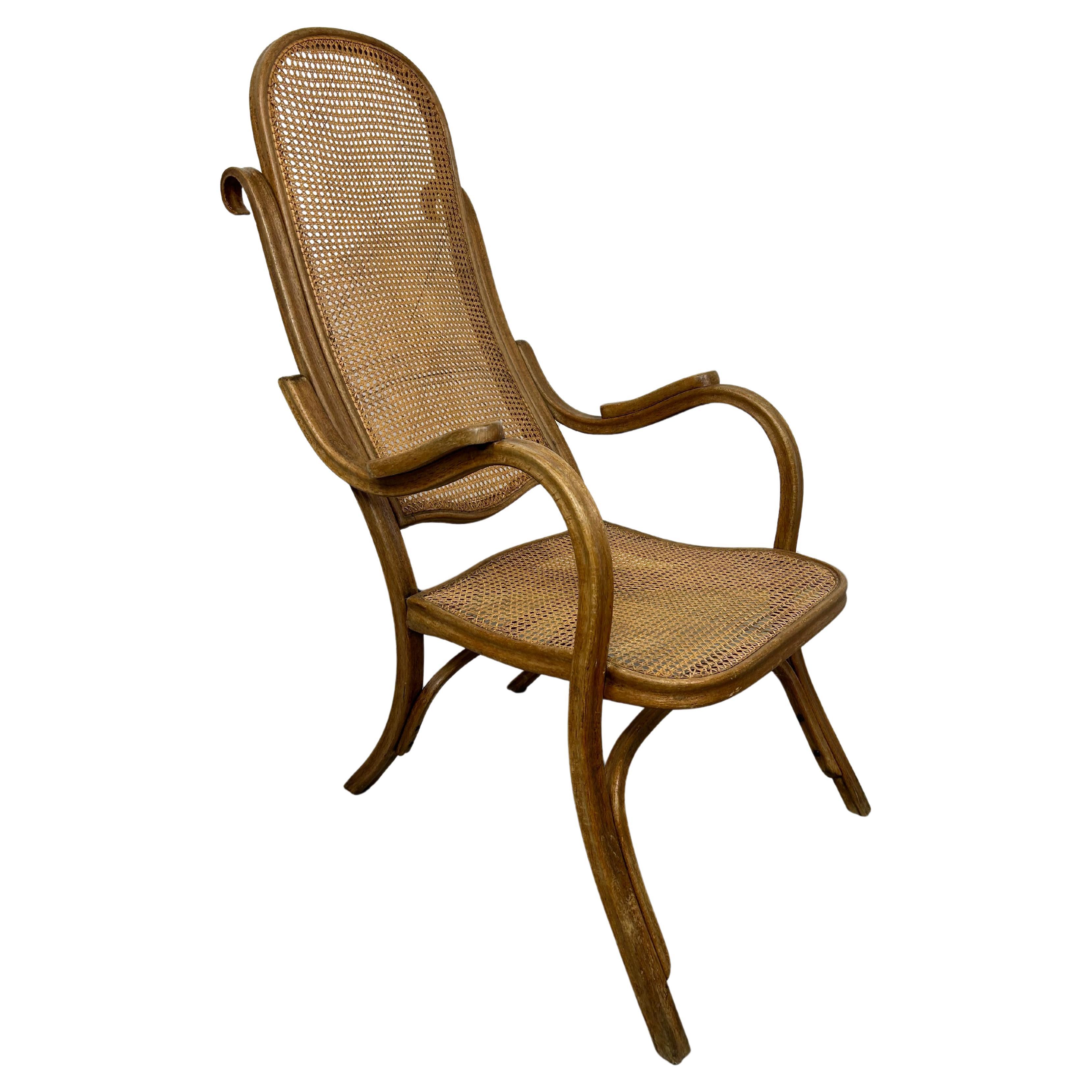 Easy armchair no.1 with rattan seat by Thonet For Sale