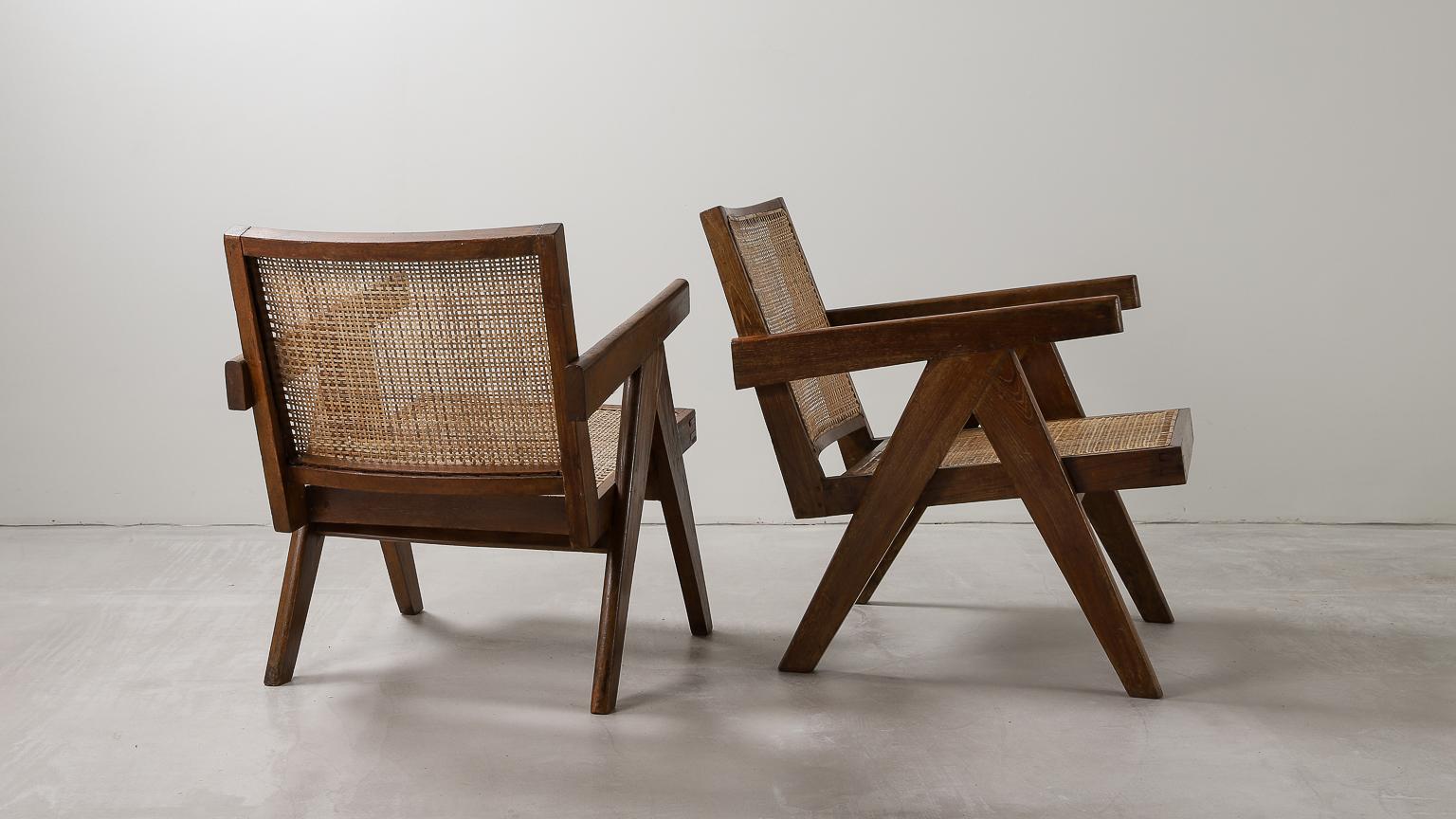 Mid-Century Modern 'Easy' Armchairs by Pierre Jeanneret: PJ-SI-29-A Chandigarh, India, 1950s