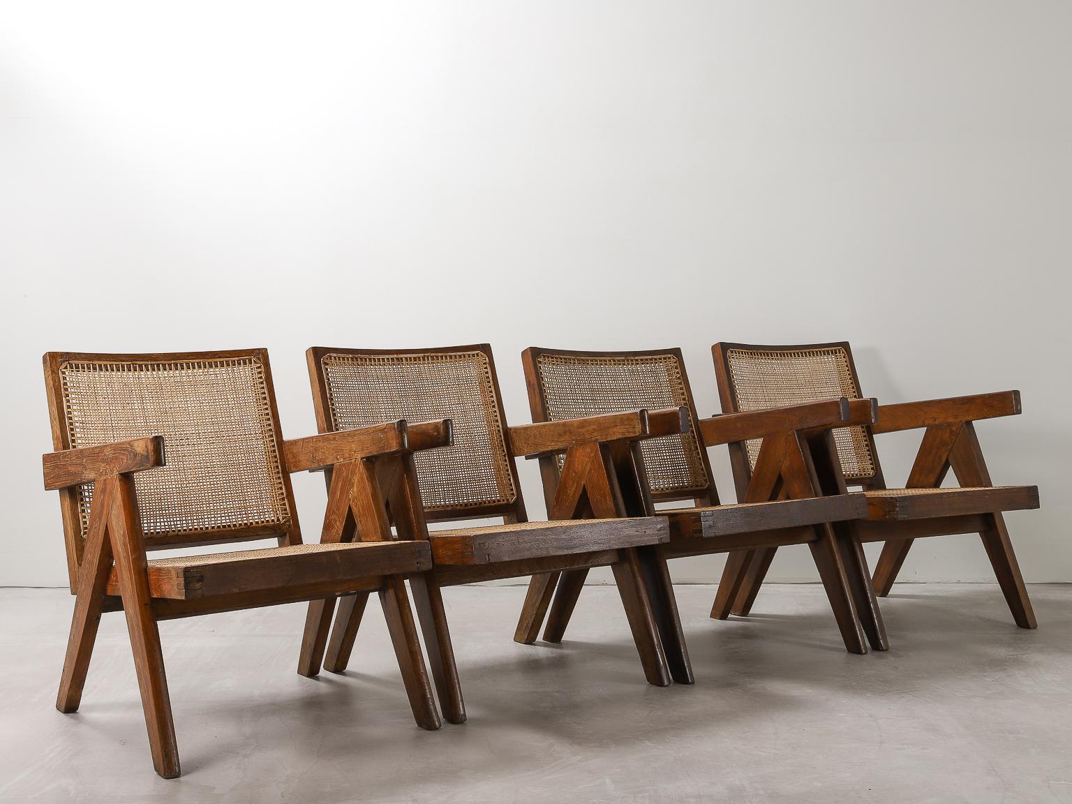 Indian 'Easy' Armchairs by Pierre Jeanneret: PJ-SI-29-A Chandigarh, India, 1950s