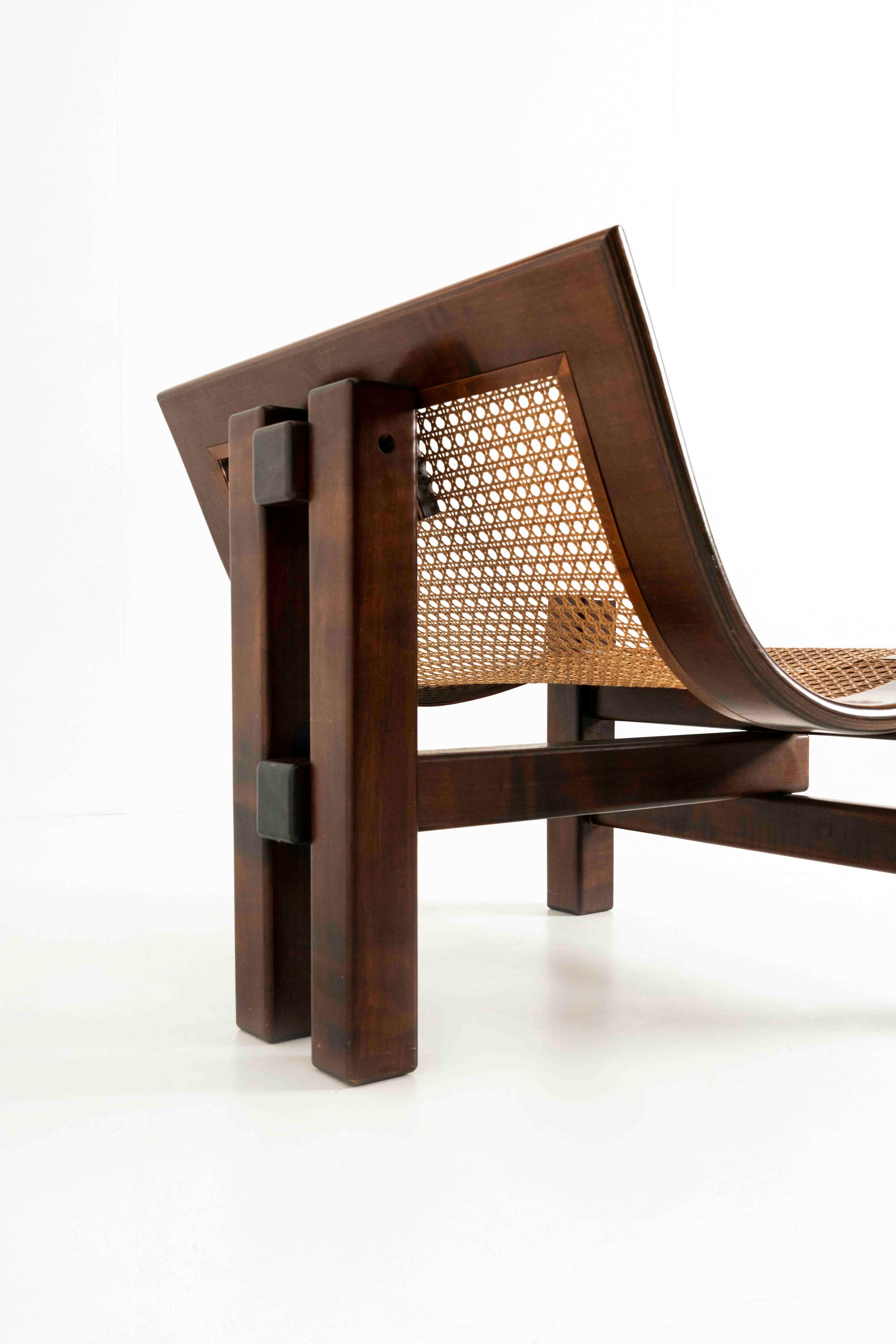Easy Chair by Ferdinando Meccani in Wood and Cane, Italy 1960s In Good Condition In Hellouw, NL