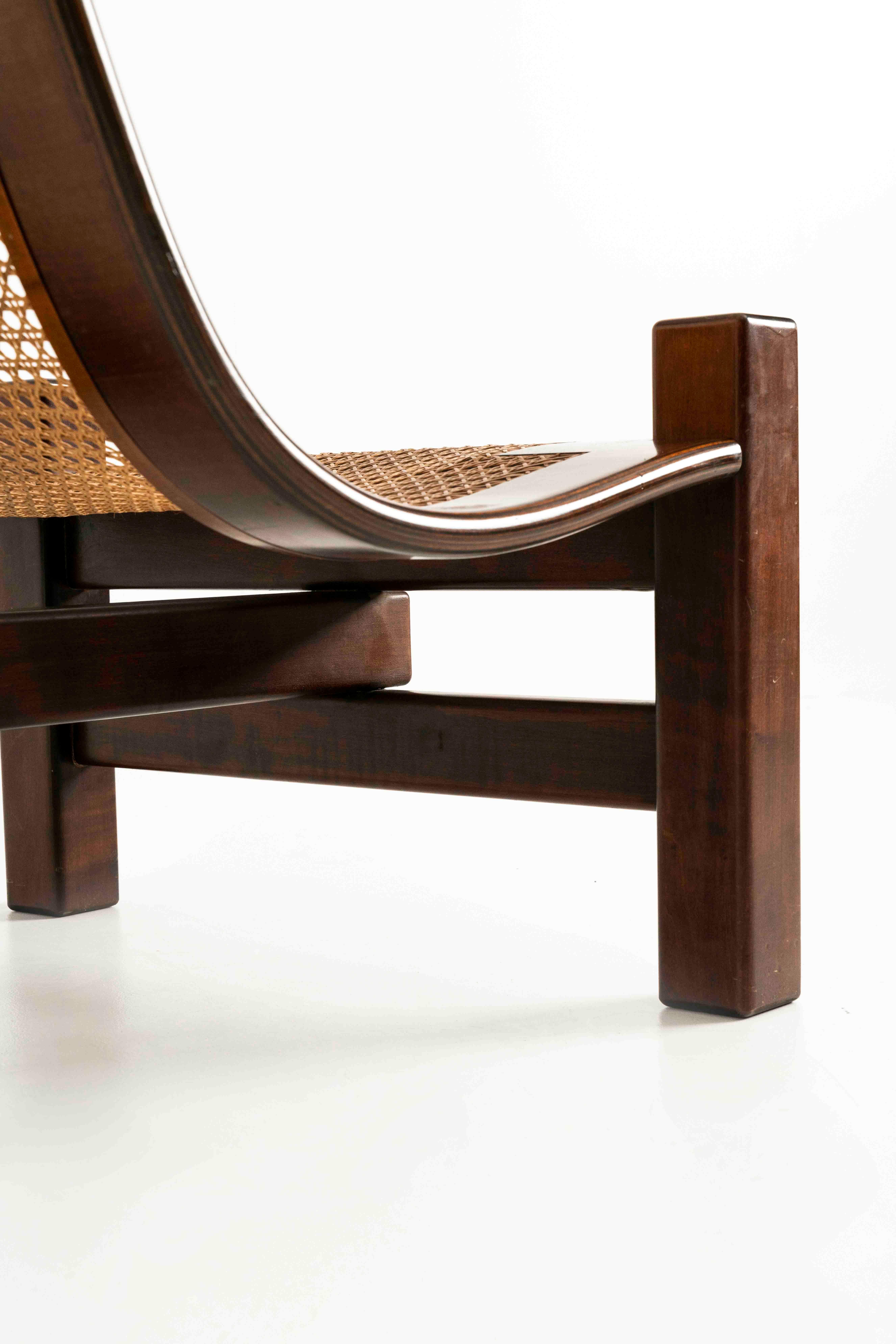 Mid-20th Century Easy Chair by Ferdinando Meccani in Wood and Cane, Italy 1960s