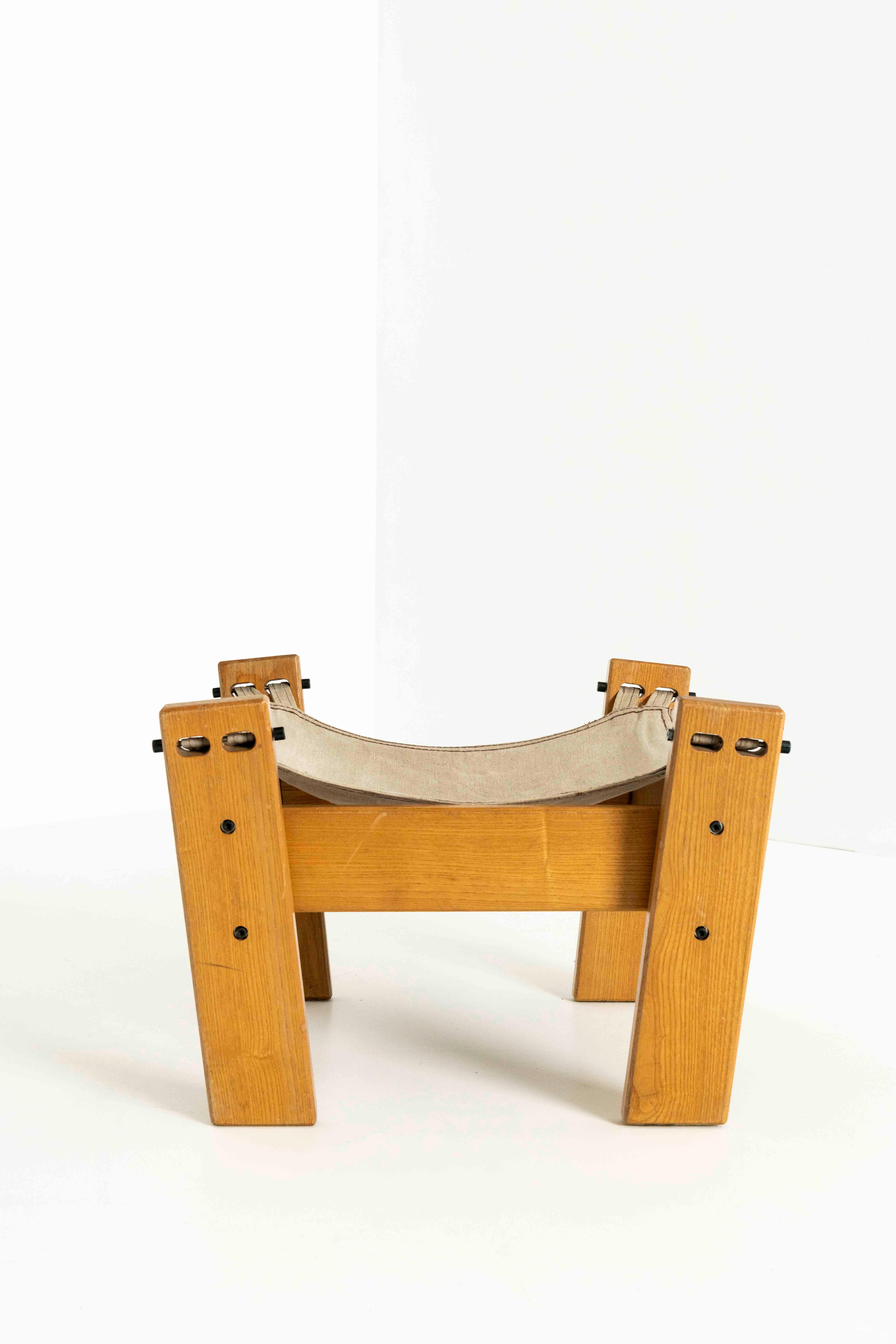 Easy Chair von John De Haard aus Kiefernholz mit Hocker, Niederlande 1960er Jahre im Angebot 6