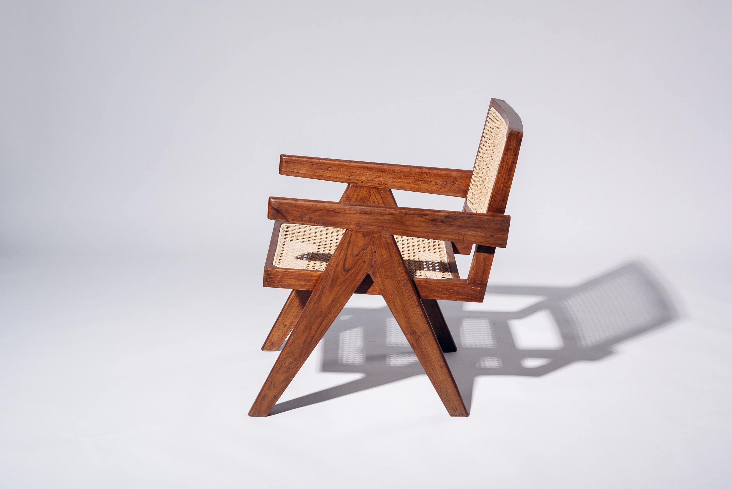 Sessel von Pierre Jeanneret für Chandigarh, Indien, ca. 1955-56 (Moderne der Mitte des Jahrhunderts) im Angebot
