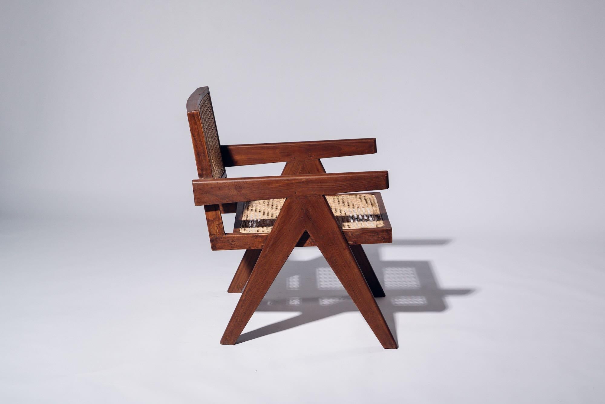 Mid-Century Modern Fauteuil de Pierre Jeanneret pour Chandigarh, Inde, vers 1955-56 en vente